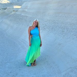Ombre blue and green maxi dress fashion nova